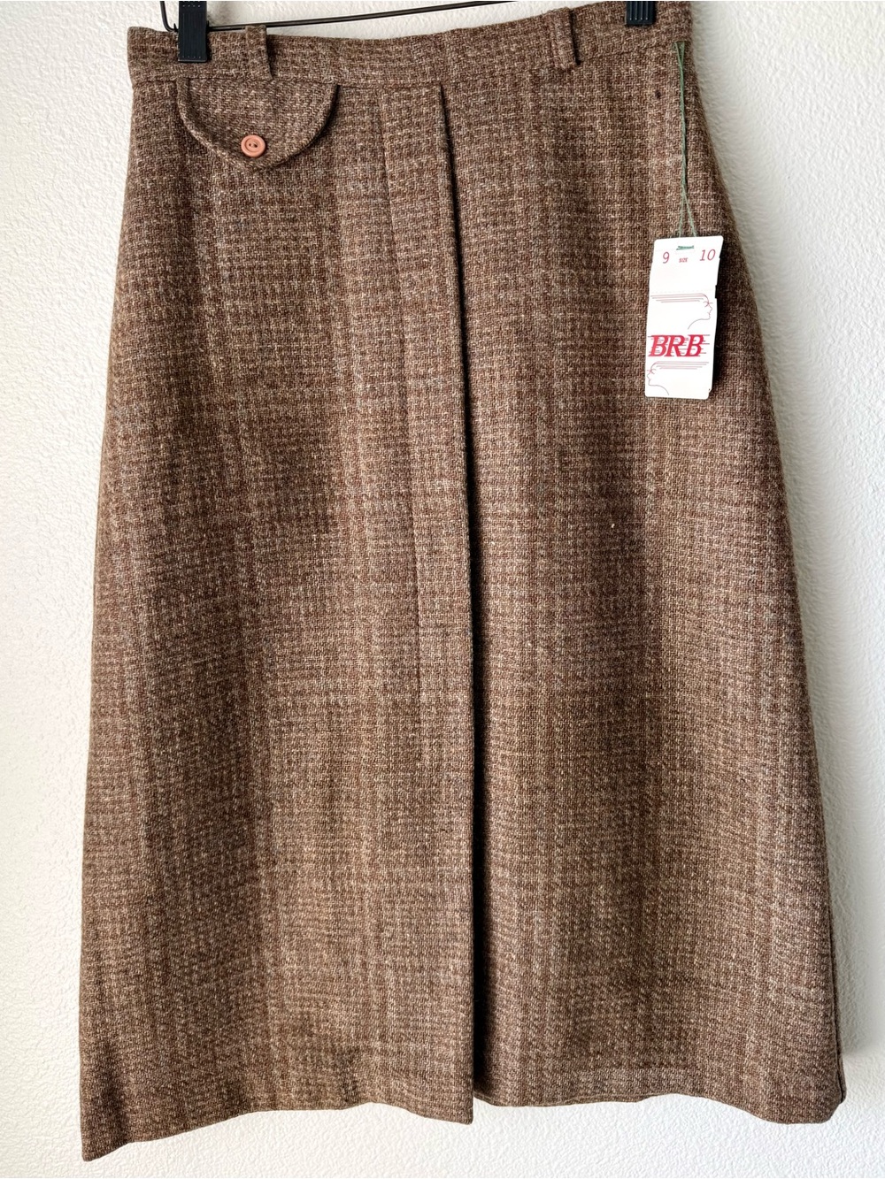 NWT VTG 70s The BRB Corp Wool Blend Tweed Skirt Brown Size 9/10 Fits Modern 2/4